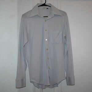70s Light Blue Polyester Shirt Mens Medium